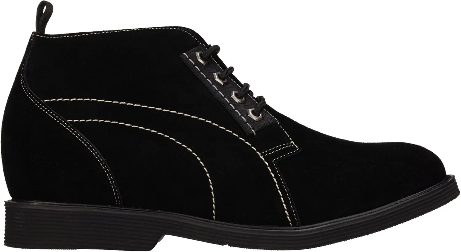 CALTO Men's Invisible Height Increasing Elevator Shoes - Black Suede Leather Chukka Lace-up Ankle Boots - 3.2 Inches Taller - K9913 - Size 9 D(M) US
