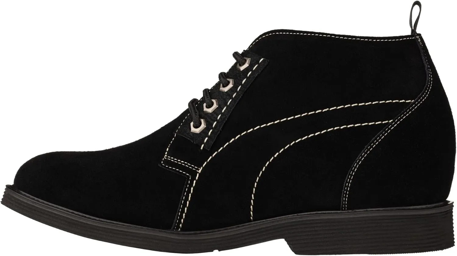 CALTO Men's Invisible Height Increasing Elevator Shoes - Black Suede Leather Chukka Lace-up Ankle Boots - 3.2 Inches Taller - K9913 - Size 9 D(M) US