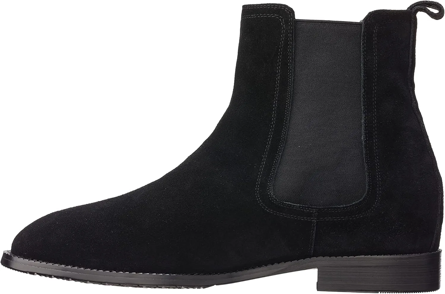 CALTO Men's Invisible Height Increasing Elevator Shoes - Black Suede Leather Slip-on Chelsea Boots - 2.9 Inches Taller - K33090 - Size 12 D(M) US
