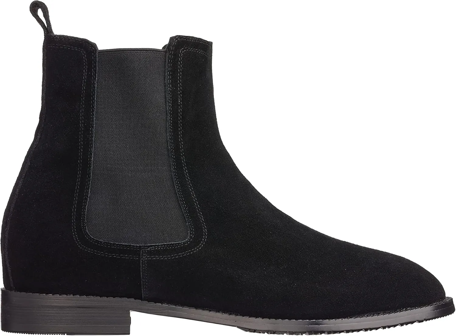 CALTO Men's Invisible Height Increasing Elevator Shoes - Black Suede Leather Slip-on Chelsea Boots - 2.9 Inches Taller - K33090 - Size 12 D(M) US