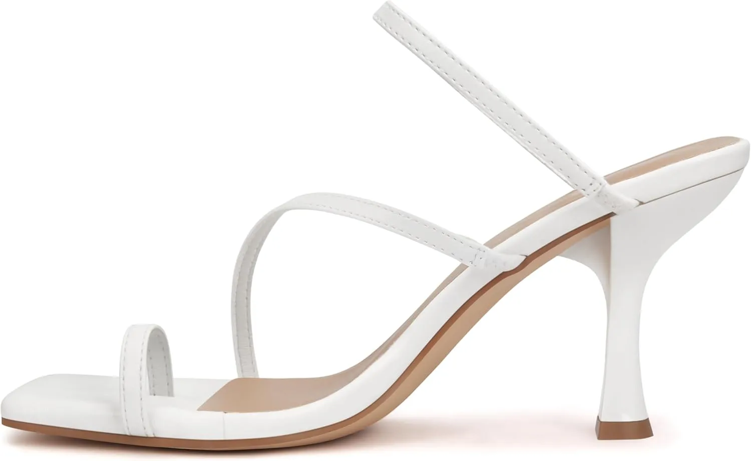 Carcuume Women's Square Toe Heeled Sandals Strappy Kitten Heels