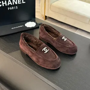 CC Moccasins Earth Brown Suede And Wool