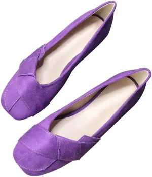 ChaiRong Zhou Elegant Knot Ballet Flats for Women Suede Square Toe Slip on Flats Casual Moccasin Shoes Comfortable Daily Dress Party Office Shoes