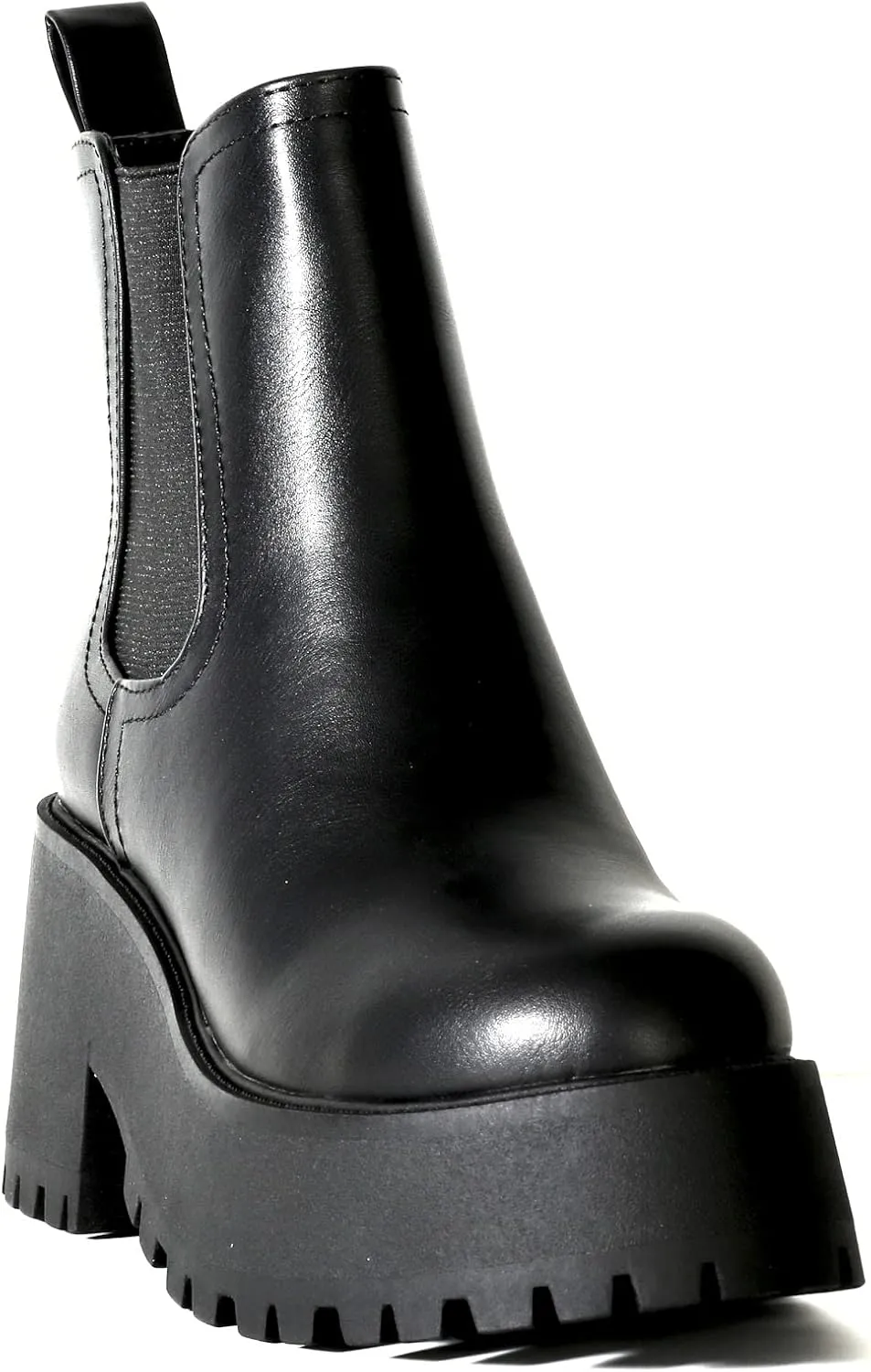 Chariot & Co: Lena- Women's Fashion Chunky Lug Sole Boot Round Toe Chelsea Elastic Booties