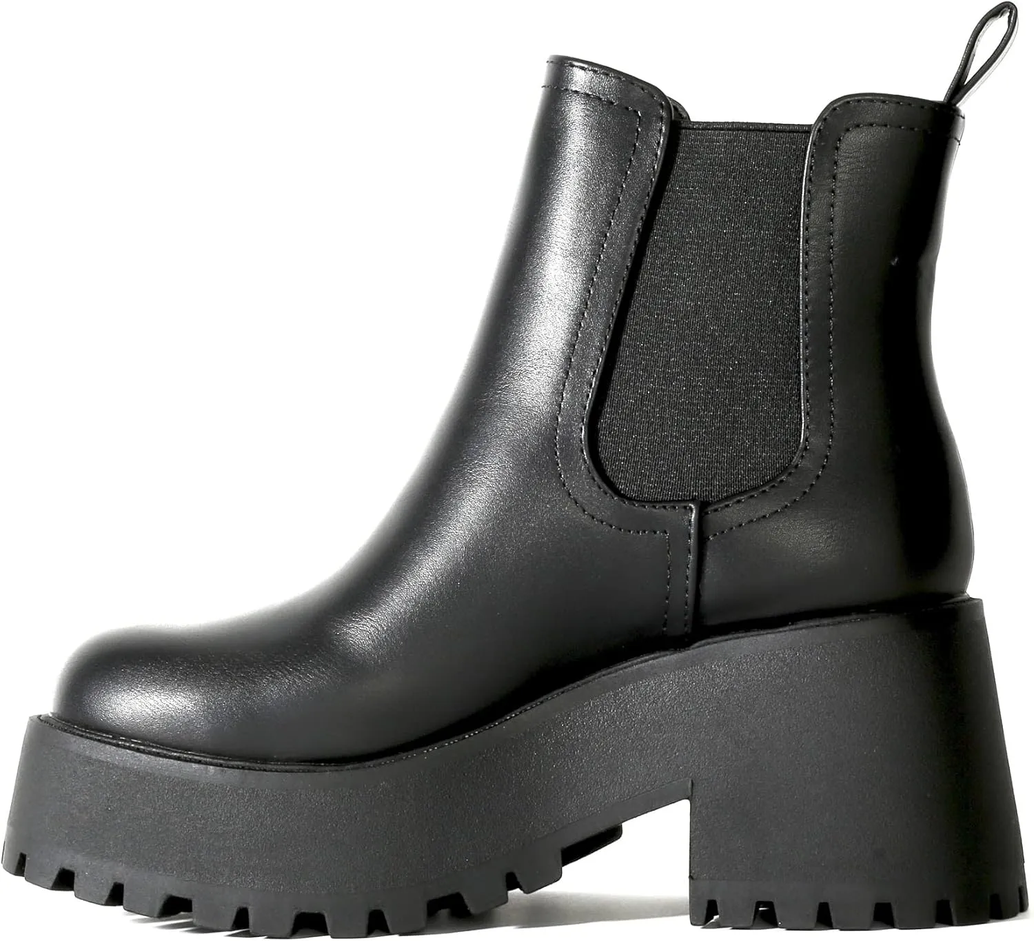 Chariot & Co: Lena- Women's Fashion Chunky Lug Sole Boot Round Toe Chelsea Elastic Booties