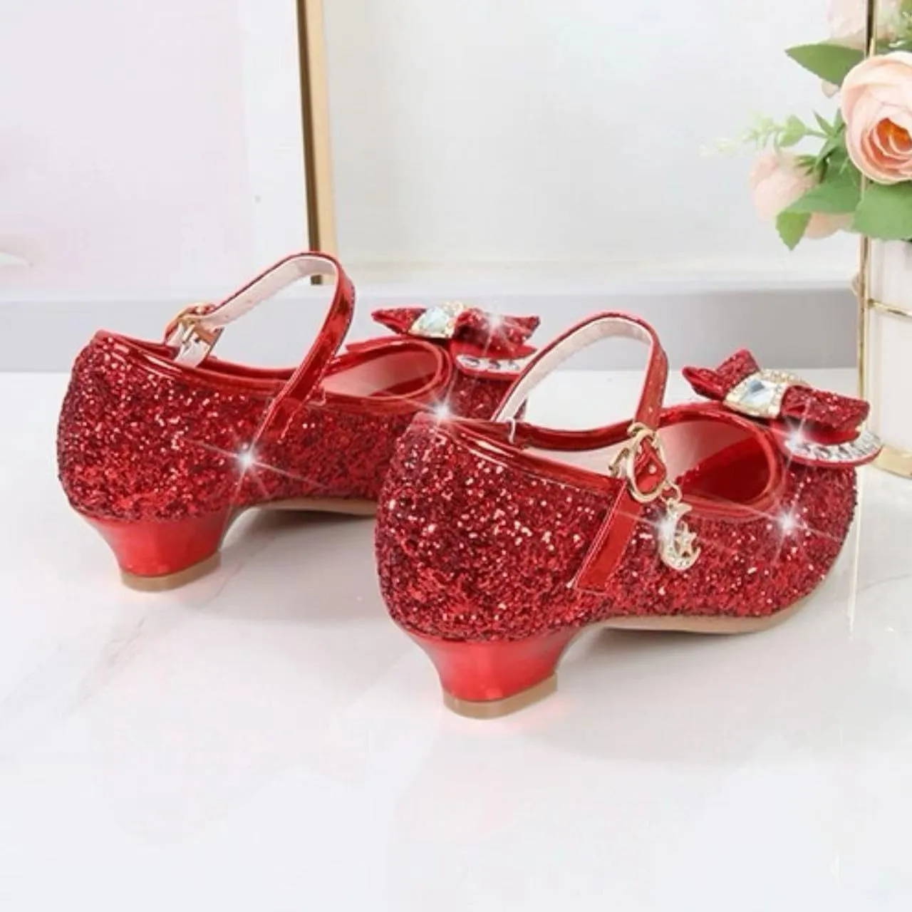 Children's Girl Mary Jane Bright Shoes Low Heel Princess Flower Wedding Birthday Party Dress Low Heel Flats