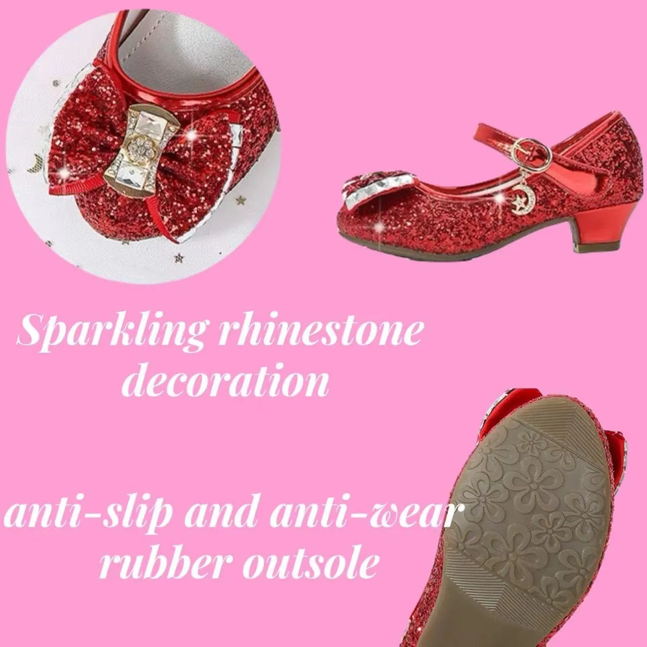 Children's Girl Mary Jane Bright Shoes Low Heel Princess Flower Wedding Birthday Party Dress Low Heel Flats