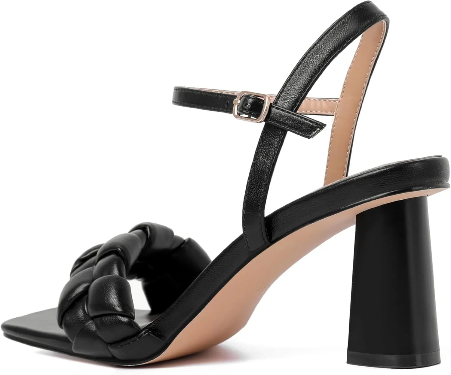 Chunky Heels for Women Low Heels Square Toe Braided Heeled Sandals Open Toe Party Wedding Casual