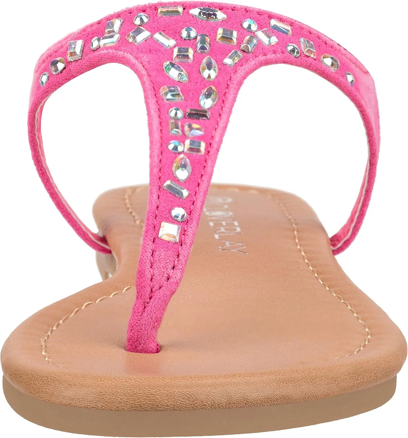 CLOVERLAY Girls Sandals Kids Gladiator Strappy Rhinestone Glitter Flat Sandals