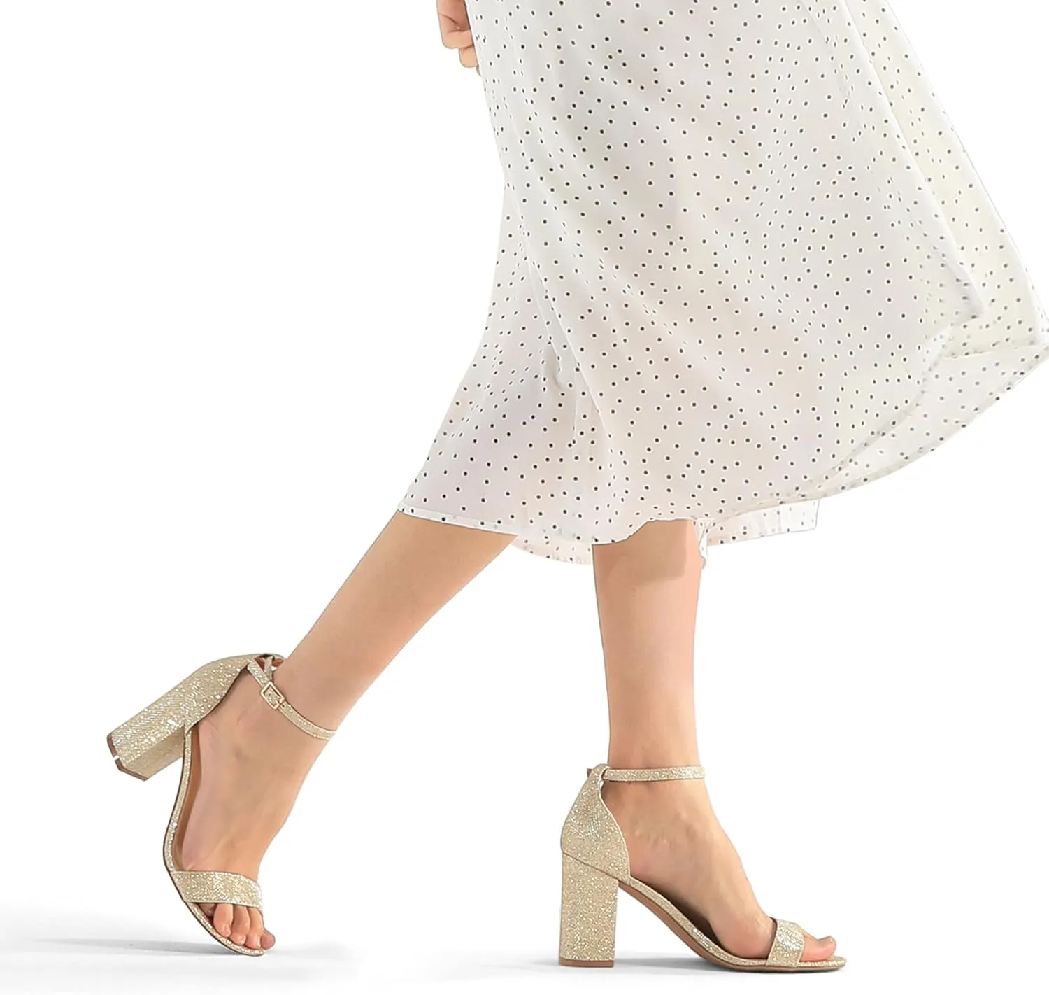 COASIS Women's Chunky Block Heels Open Toe Ankle Strap 3.5 Inch Heeled Sandals