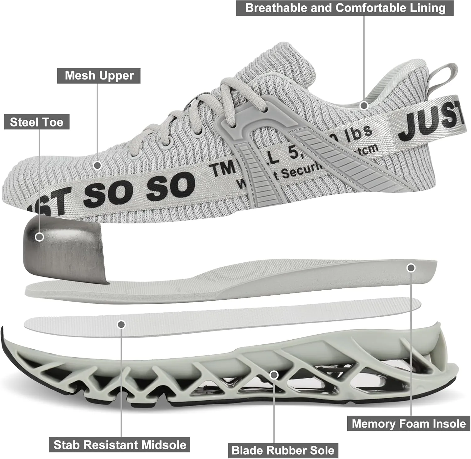 COKAFIL Steel Toe Shoes for Men Women Non Slip Work Safety Sneakers Construction Industrial Shoes Puncture Proof