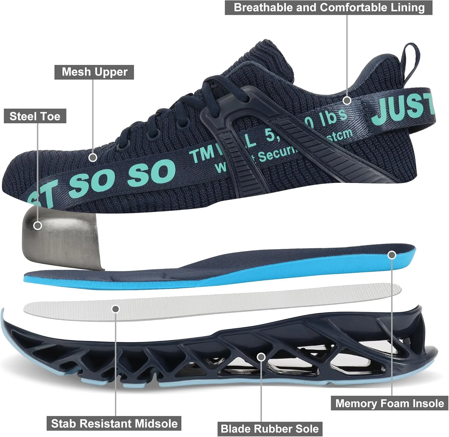 COKAFIL Steel Toe Shoes for Men Women Non Slip Work Safety Sneakers Construction Industrial Shoes Puncture Proof