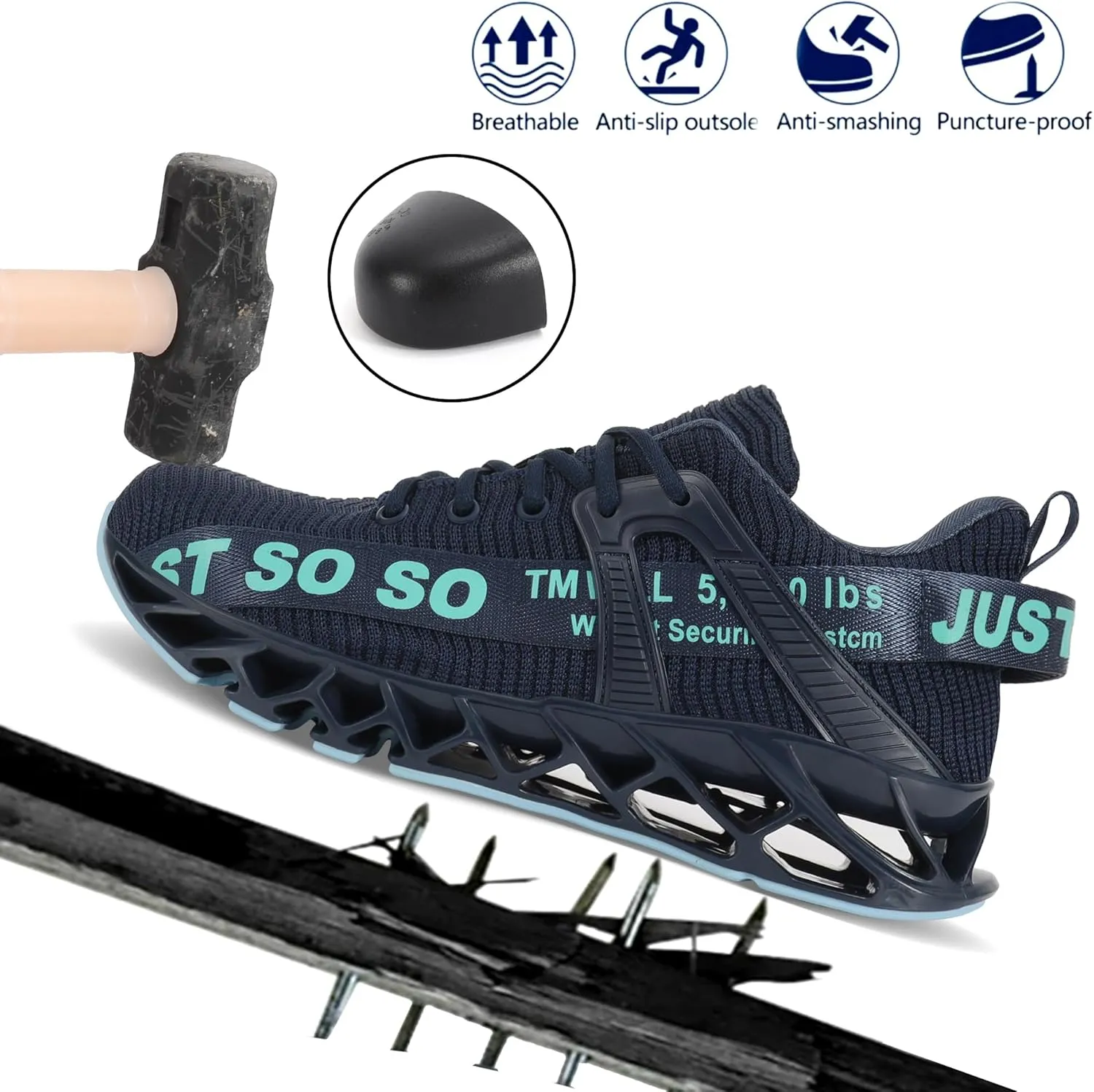 COKAFIL Steel Toe Shoes for Men Women Non Slip Work Safety Sneakers Construction Industrial Shoes Puncture Proof