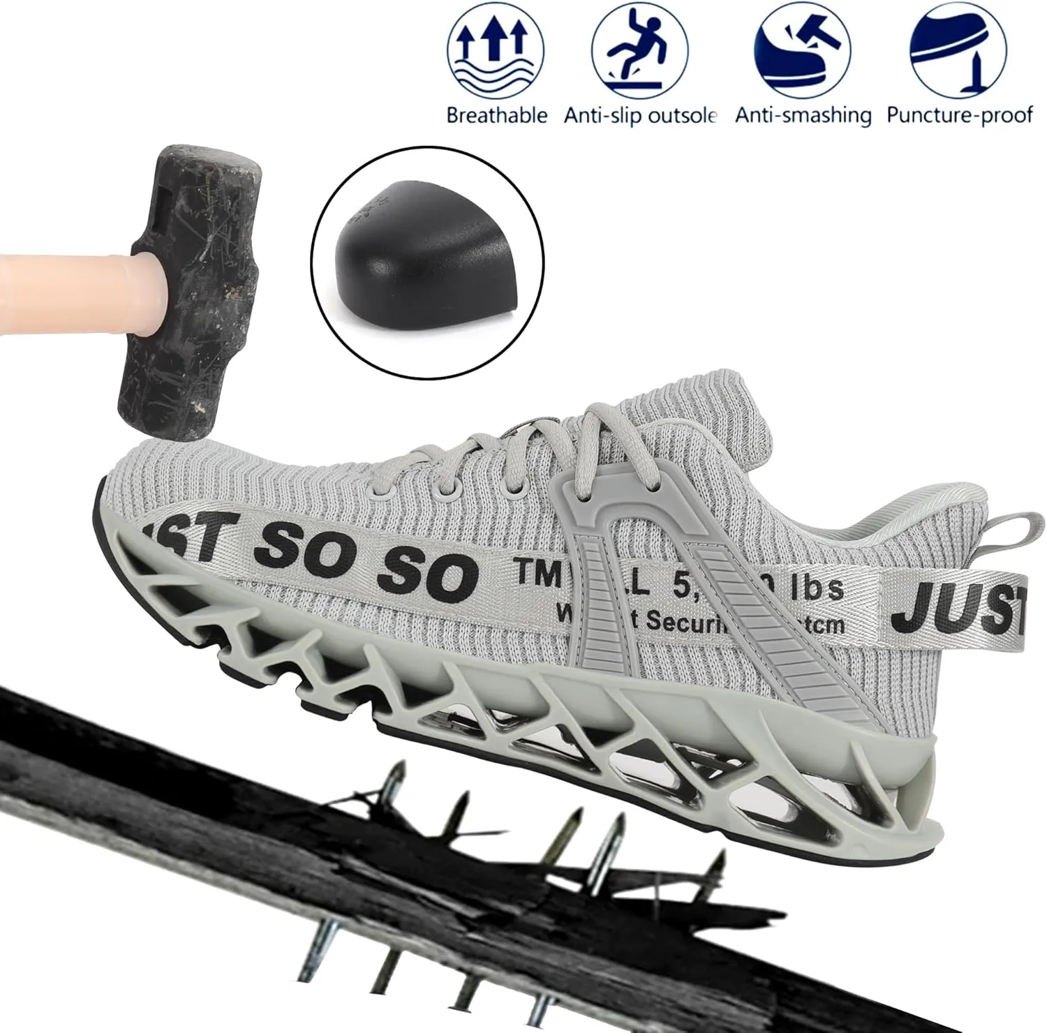 COKAFIL Steel Toe Shoes for Men Women Non Slip Work Safety Sneakers Construction Industrial Shoes Puncture Proof