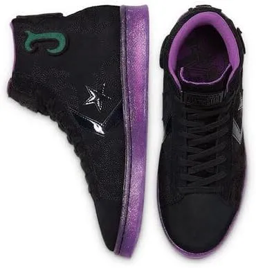 Converse Men's Pro Leather Hi Sneakers, Black/Black/Amaranth Purple, 6.5
