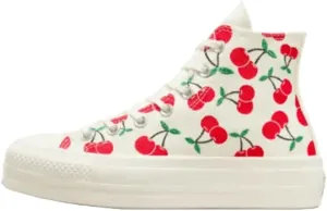 Converse Womens' Chuck Taylor All Star Hi Top Lift Platform Sneakers, Cherry Egret/Red/Green, Size 8