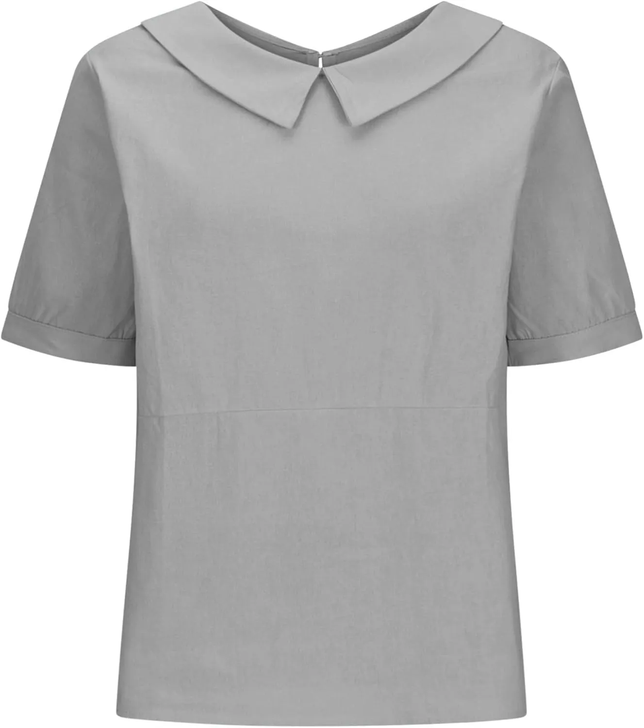 Cotton Linen Shirts for Women Summer Casual Short Sleeve T Shirt Comfy Loose Women's Lapel Pullover Tops