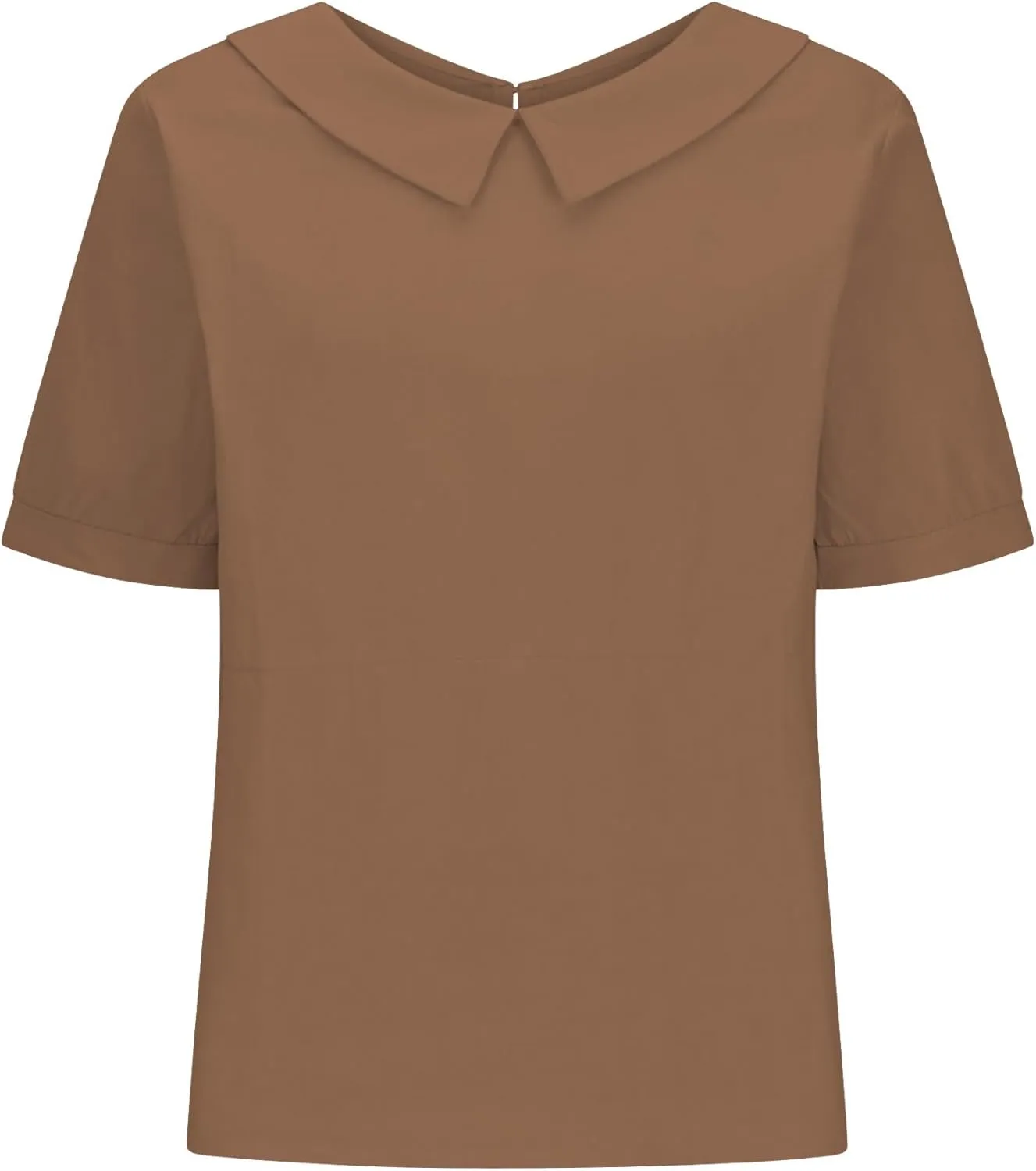 Cotton Linen Shirts for Women Summer Casual Short Sleeve T Shirt Comfy Loose Women's Lapel Pullover Tops