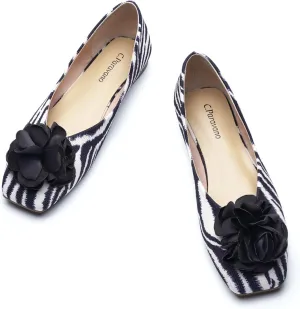 C.Paravano Ballet Flats for Women | Womens Flats Shoes | Square Toe Flats| Women's Flats | Slip On Dress Shoes | Flower Shoes