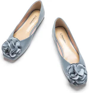 C.Paravano Ballet Flats for Women | Womens Flats Shoes | Square Toe Flats| Women's Flats | Slip On Dress Shoes | Flower Shoes