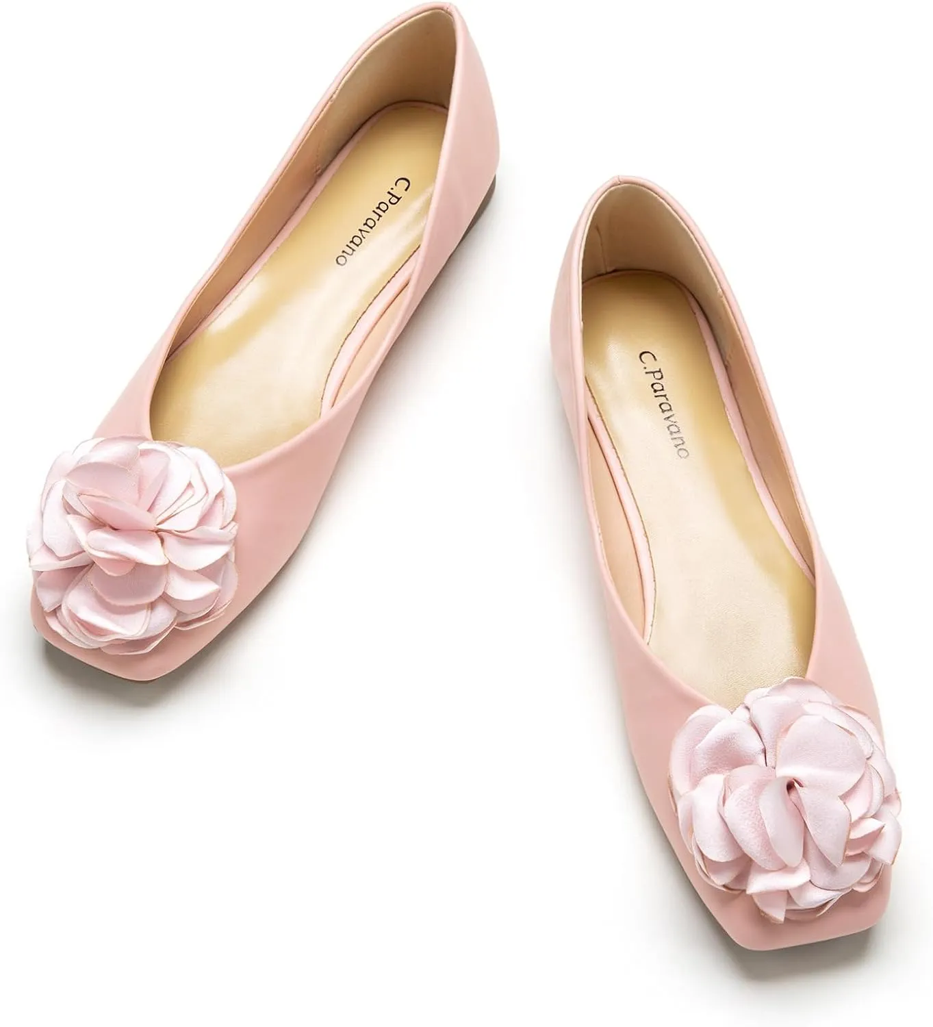 C.Paravano Ballet Flats for Women | Womens Flats Shoes | Square Toe Flats| Women's Flats | Slip On Dress Shoes | Flower Shoes