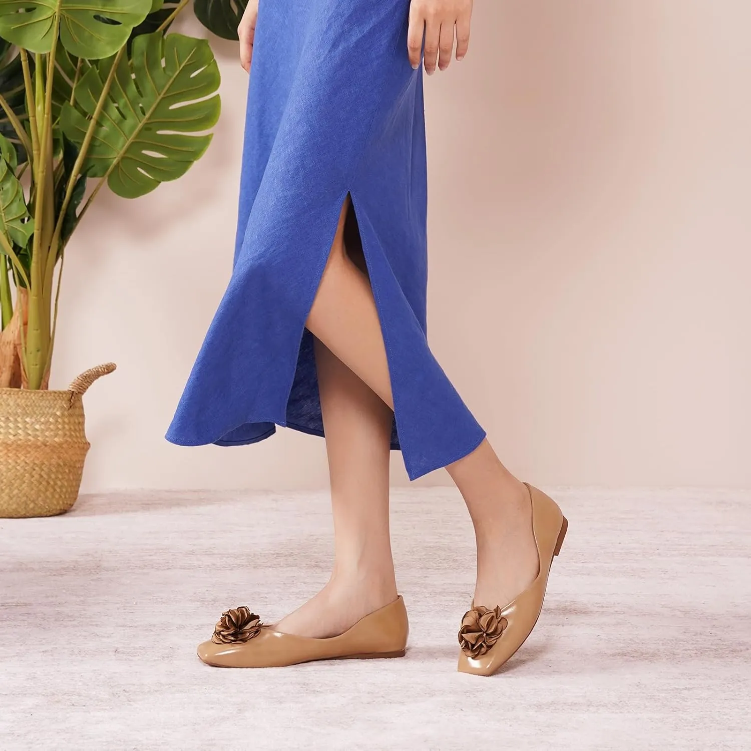 C.Paravano Ballet Flats for Women | Womens Flats Shoes | Square Toe Flats| Women's Flats | Slip On Dress Shoes | Flower Shoes