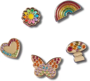 Crocs Jibbitz Shoe Charms, Rainbow Elevated Festival, 5 Pack