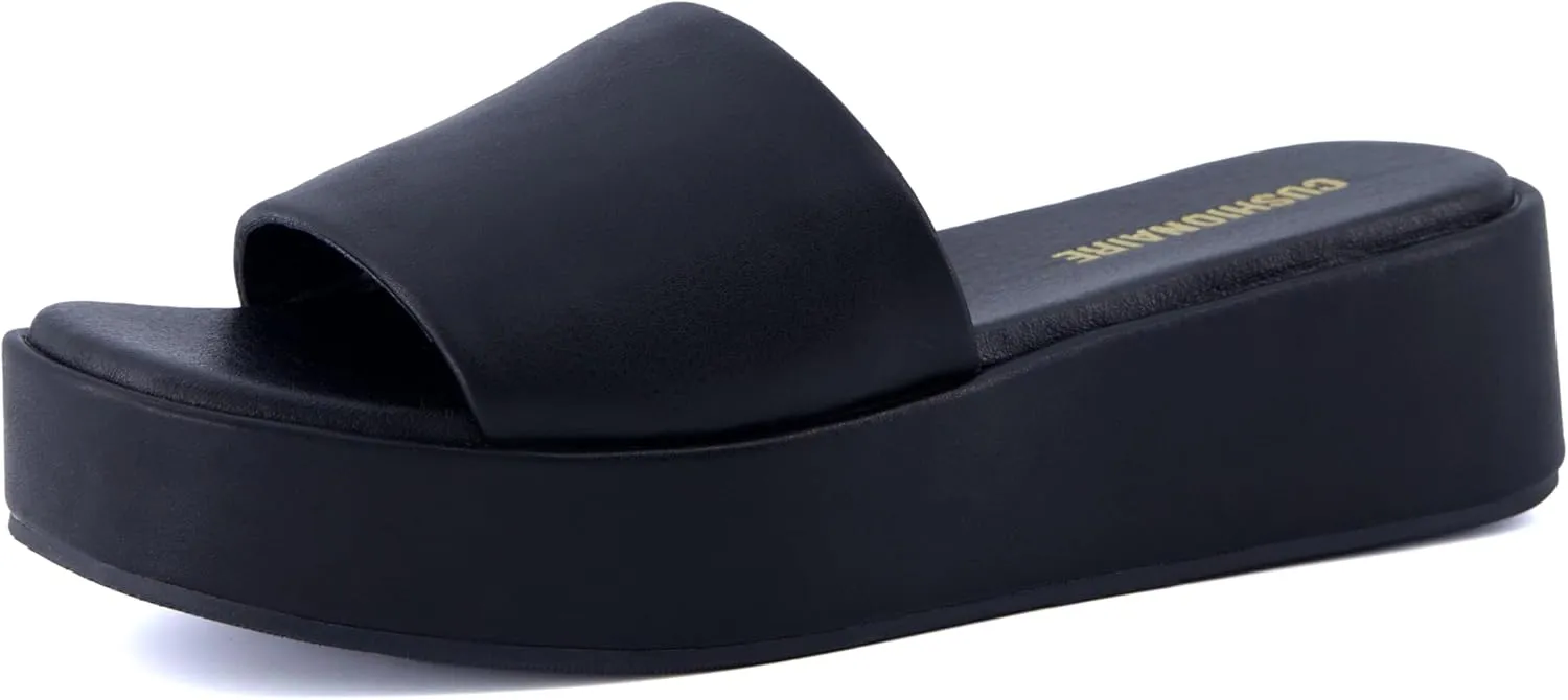 CUSHIONAIRE KUDOS Women’s Platform Sandals – Wedge Sandals for Women, Comfortable Slip-On Shoes, Dressy Summer Sandals with Cushioned Footbed