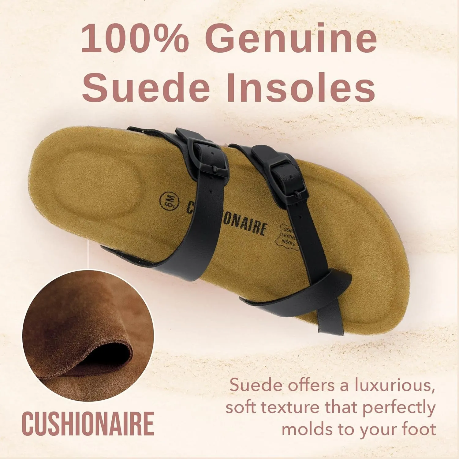 CUSHIONAIRE Women's Luna Cork Footbed Sandal With  Comfort