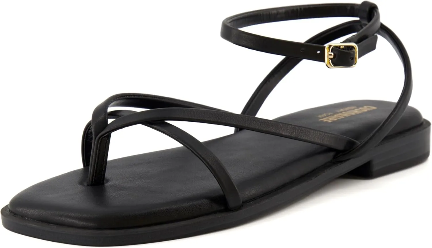 CUSHIONAIRE Women's Vida strappy flat sandal  Memory Foam and Wide Widths Available