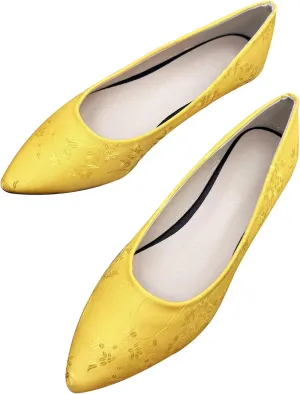 Dear Time Women's Pointed Toe Ballets Flower Embroidered Flat Shoes Dress Flats Slip on Walking Shoes