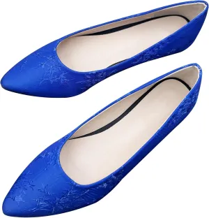 Dear Time Women's Pointed Toe Ballets Flower Embroidered Flat Shoes Dress Flats Slip on Walking Shoes