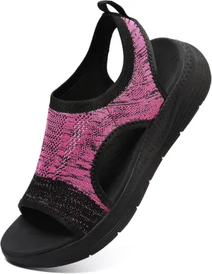 DimaiGlobal Women's Walking Sandals Arch Support Orthotic Comfort Slip-On Sport Sandals Open-Toe Platform Sandals for Plantar Fasciitis Summer Beach Casual