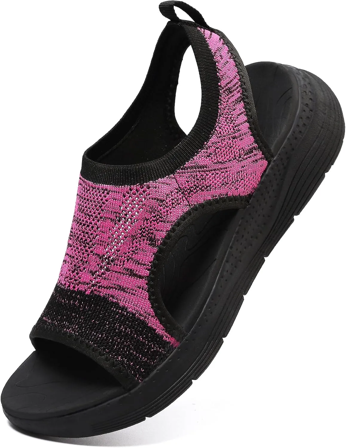 DimaiGlobal Women's Walking Sandals Arch Support Orthotic Comfort Slip-On Sport Sandals Open-Toe Platform Sandals for Plantar Fasciitis Summer Beach Casual