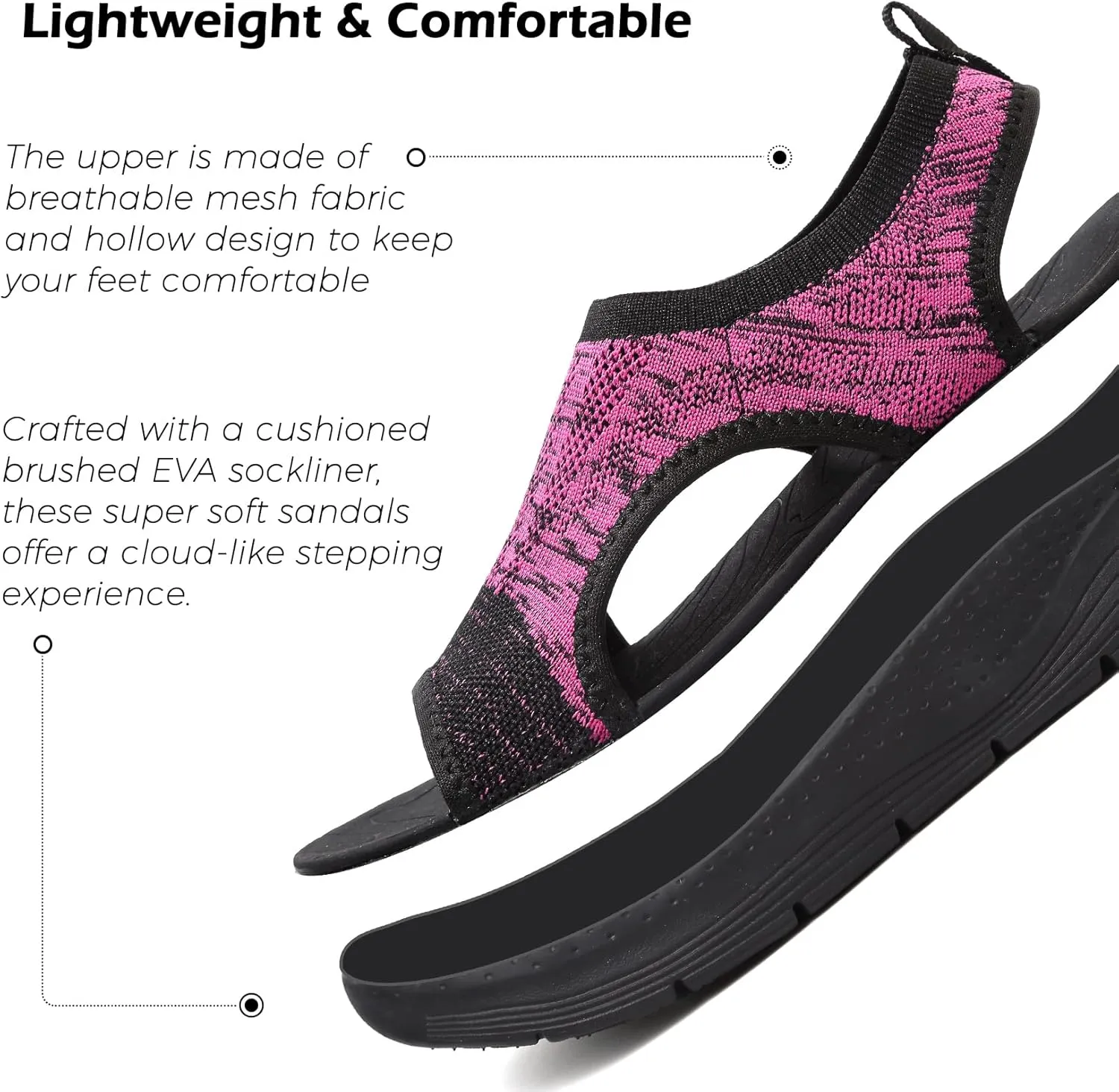 DimaiGlobal Women's Walking Sandals Arch Support Orthotic Comfort Slip-On Sport Sandals Open-Toe Platform Sandals for Plantar Fasciitis Summer Beach Casual