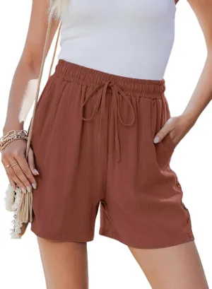 Dokotoo Women's Shorts Casual Flowy High Waisted Comfy Summer Elastic Drawstring Boho Dressy Pockets