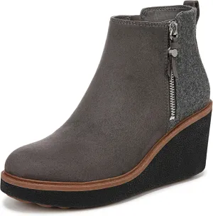 Dr. Scholl's Womens Amber Wedge Boot Greystone Microfiber/Wool 8.5 M