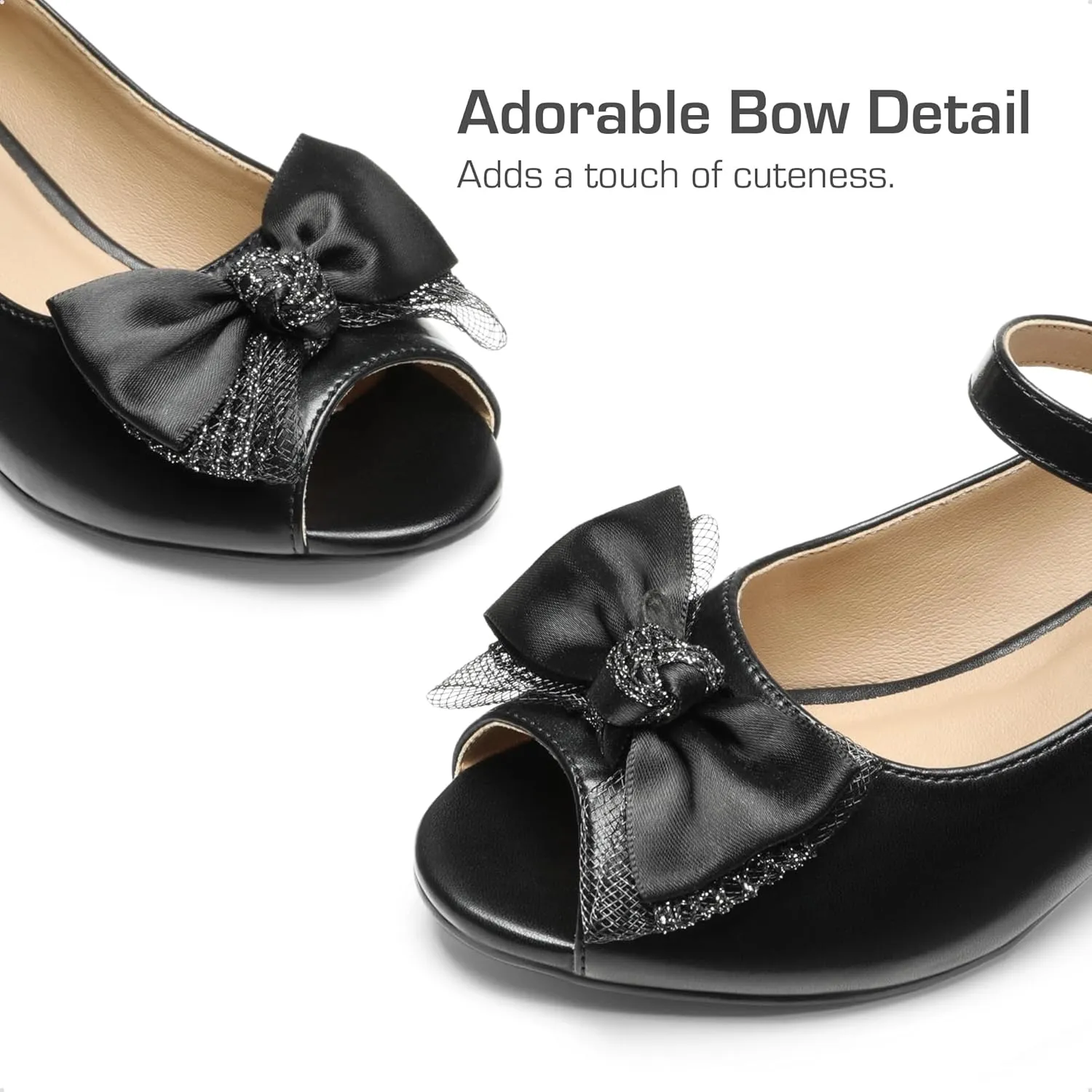DREAM PAIRS Girls Heels Dress Shoes Flats for Wedding Bow Flower Princess Shoes for Little Kid/Big Kid