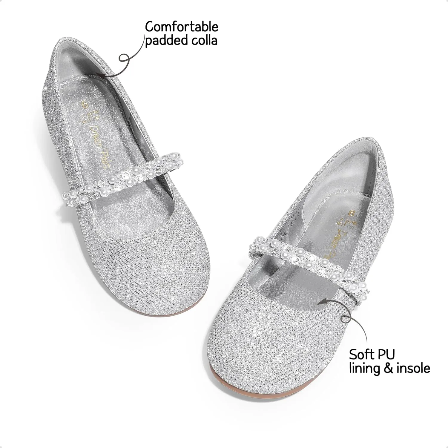 DREAM PAIRS Girls Mary Jane Dress Shoes Ballerina Flats for Wedding, Party (Toddler/Little Kid/Big Kid)