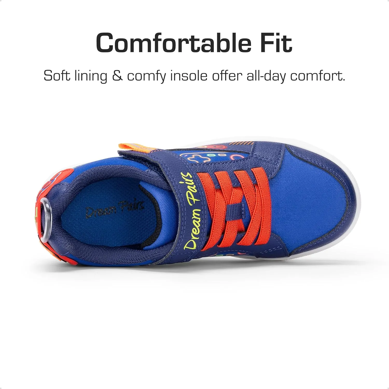 DREAM PAIRS Toddler Boys Sneakers Little Kids Shoes Playful Fun Cartoon Causal Walking Non-Slip Hook and Loop
