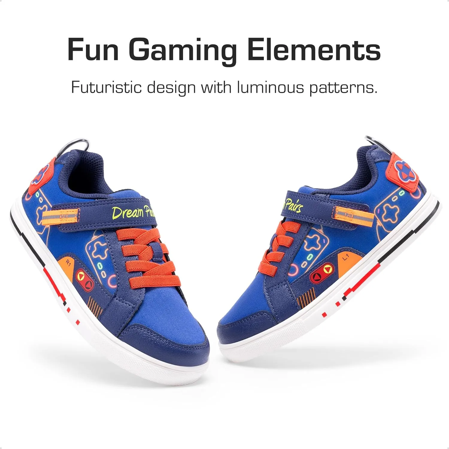 DREAM PAIRS Toddler Boys Sneakers Little Kids Shoes Playful Fun Cartoon Causal Walking Non-Slip Hook and Loop