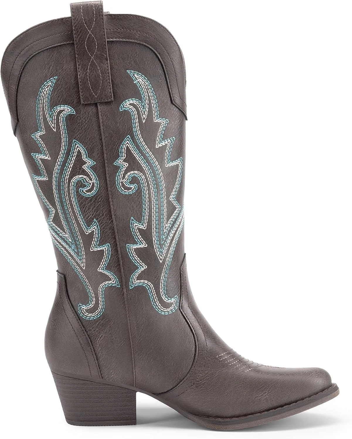 DREAM PAIRS Women's Cowboy Cowgirl Boots Embroidered Pointed Toe Low Heel Western Mid Calf Boot for Theme Party Country Concert