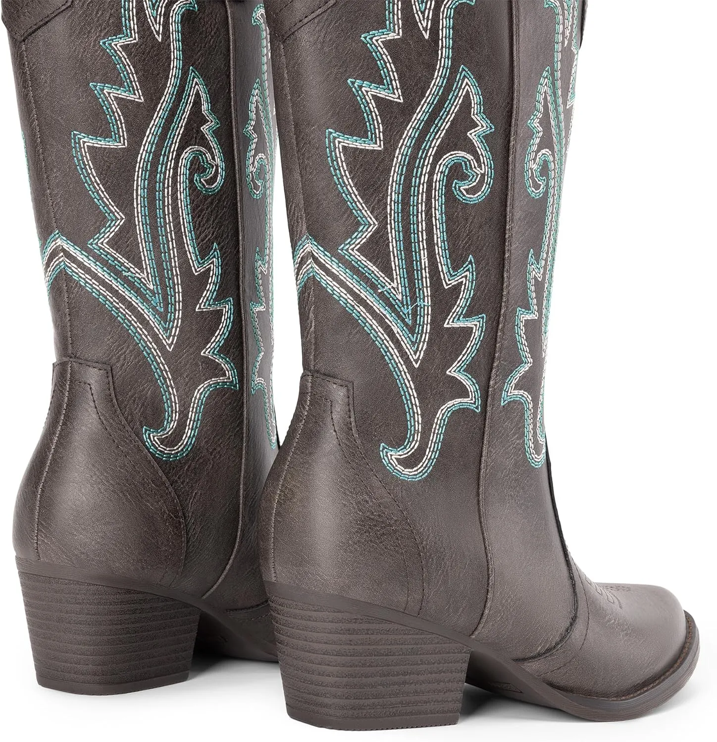 DREAM PAIRS Women's Cowboy Cowgirl Boots Embroidered Pointed Toe Low Heel Western Mid Calf Boot for Theme Party Country Concert