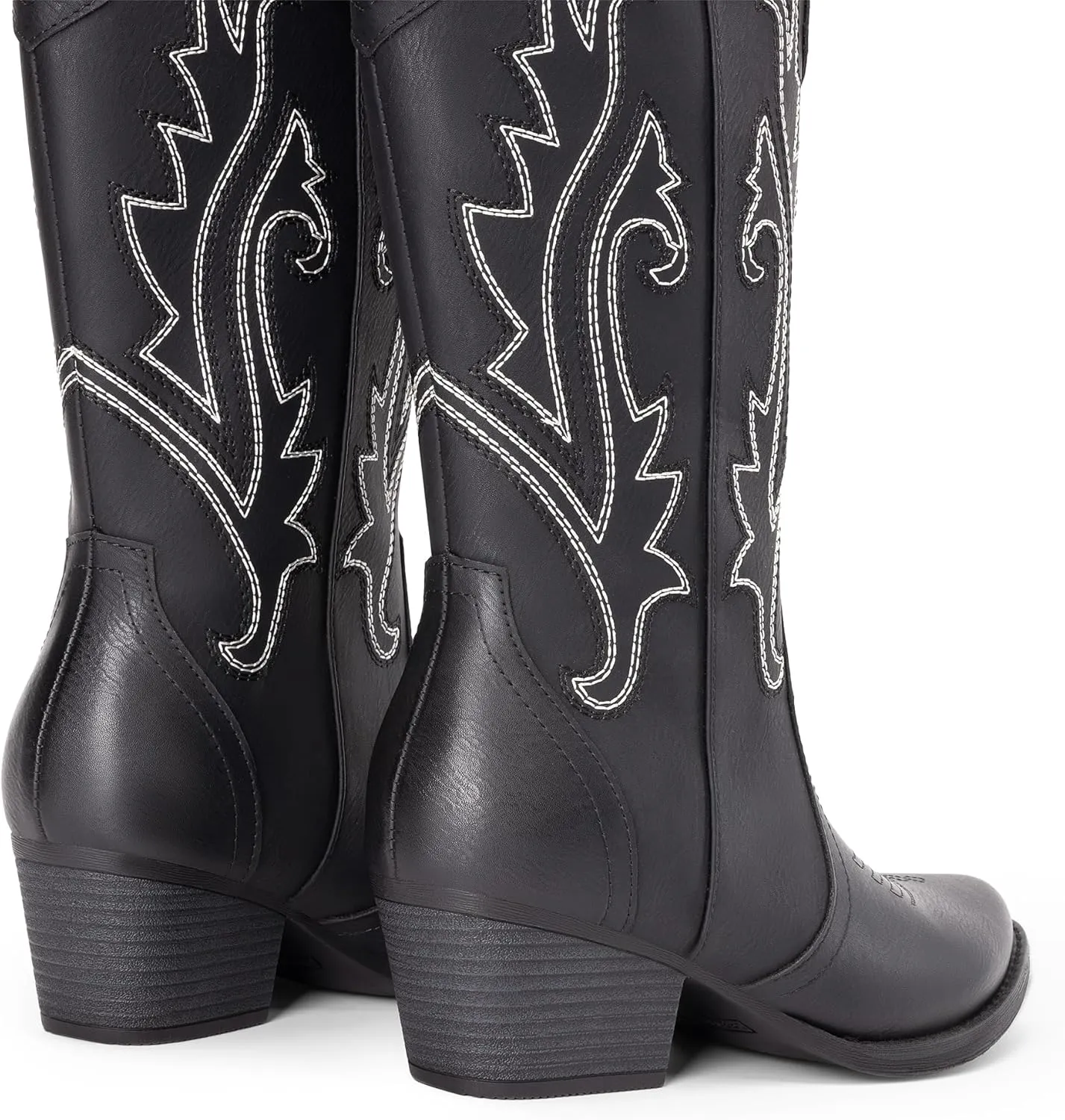 DREAM PAIRS Women's Cowboy Cowgirl Boots Embroidered Pointed Toe Low Heel Western Mid Calf Boot for Theme Party Country Concert