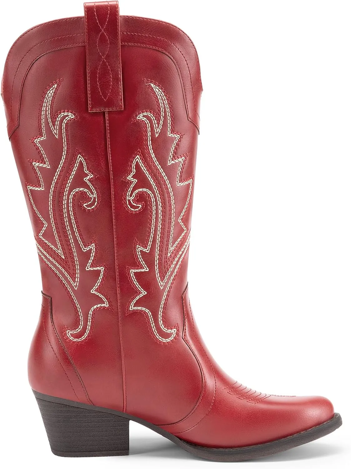 DREAM PAIRS Women's Cowboy Cowgirl Boots Embroidered Pointed Toe Low Heel Western Mid Calf Boot for Theme Party Country Concert