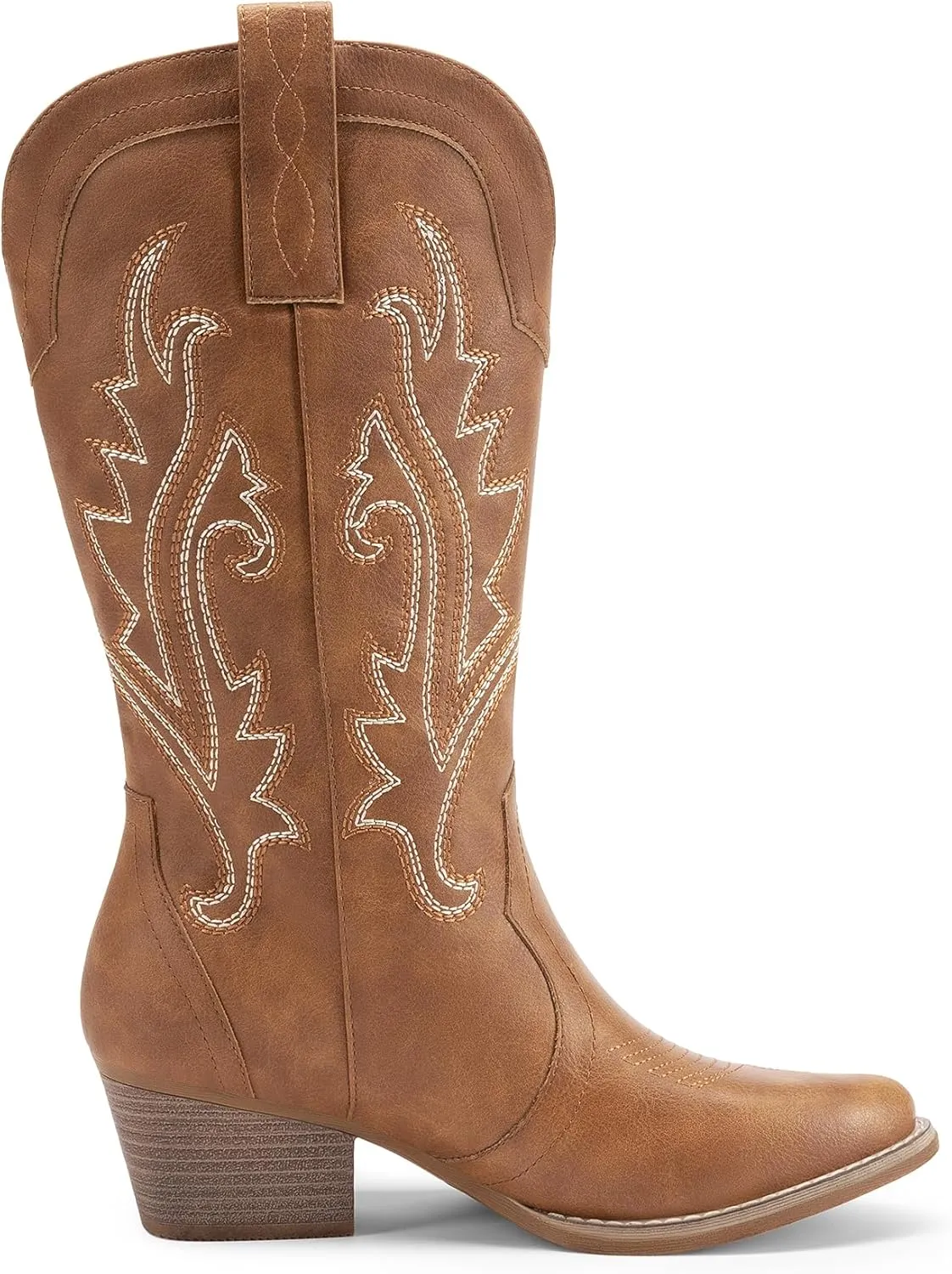 DREAM PAIRS Women's Cowboy Cowgirl Boots Embroidered Pointed Toe Low Heel Western Mid Calf Boot for Theme Party Country Concert