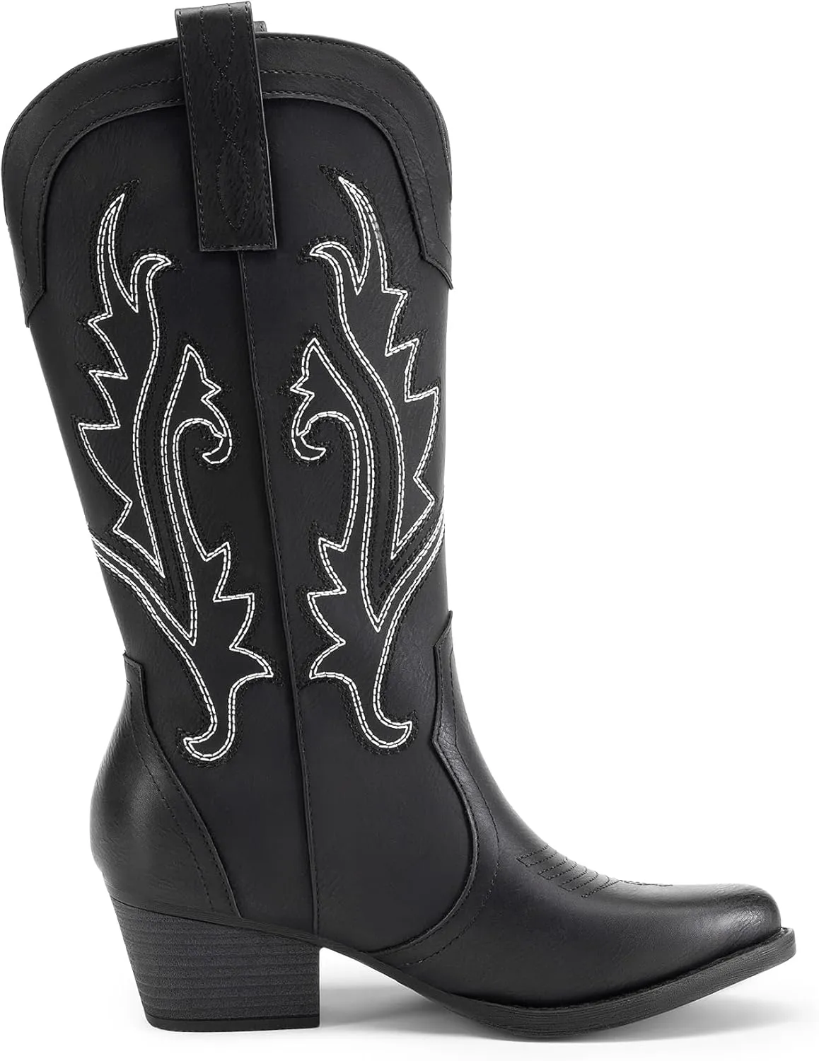 DREAM PAIRS Women's Cowboy Cowgirl Boots Embroidered Pointed Toe Low Heel Western Mid Calf Boot for Theme Party Country Concert