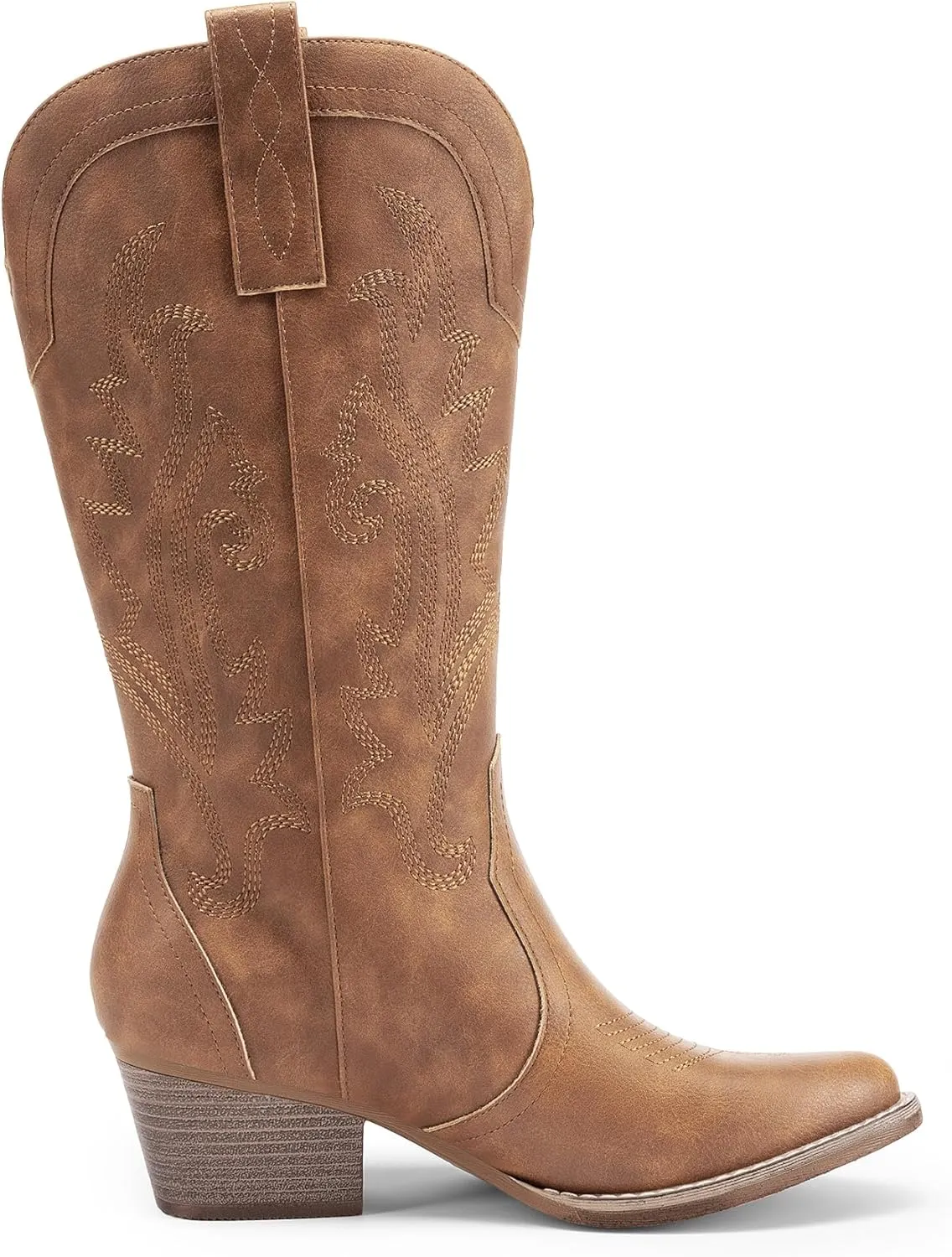 DREAM PAIRS Women's Cowboy Cowgirl Boots Embroidered Pointed Toe Low Heel Western Mid Calf Boot for Theme Party Country Concert