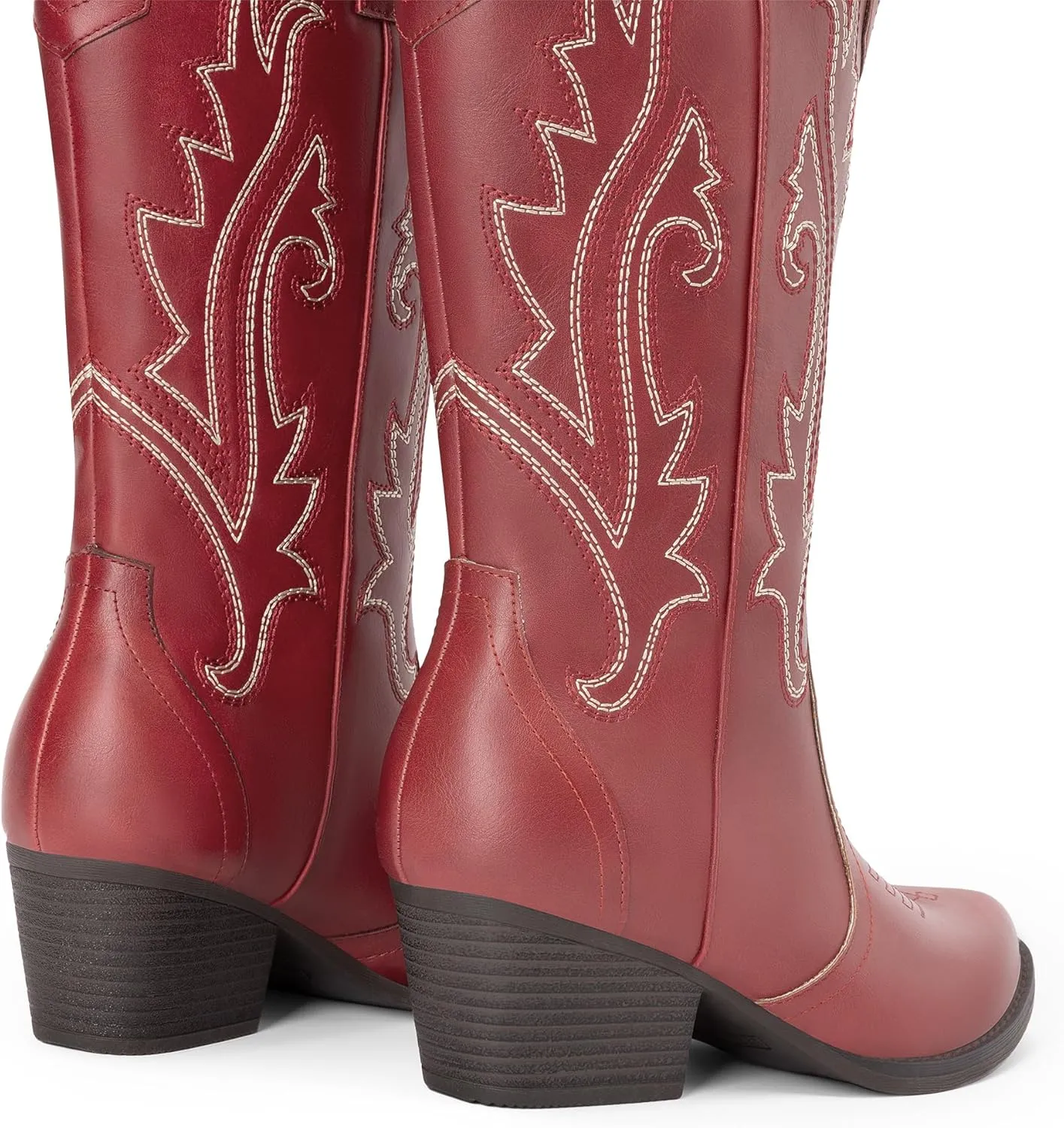 DREAM PAIRS Women's Cowboy Cowgirl Boots Embroidered Pointed Toe Low Heel Western Mid Calf Boot for Theme Party Country Concert