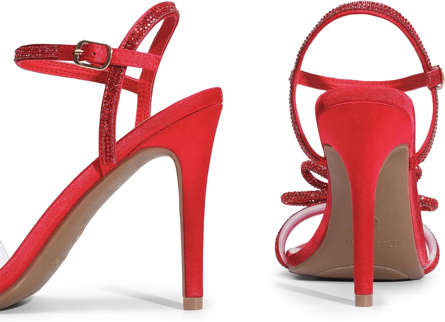 DREAM PAIRS Women's Heels Round Toe Rhinestone Double Bowknots Sparkly Stilettos Heeled Sandals Shoes for Party Evening